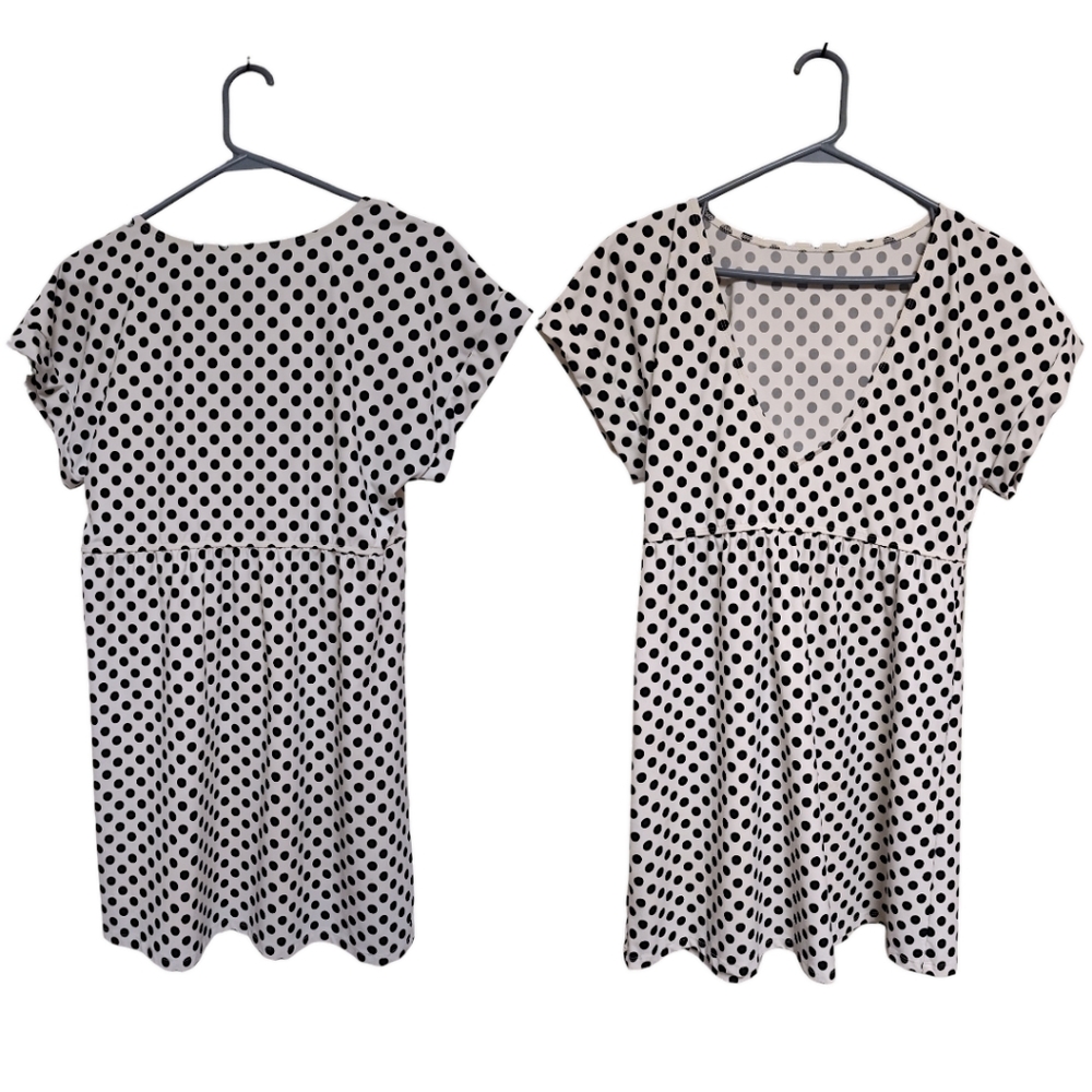 Black And White Polk-a-dot Mini Dress